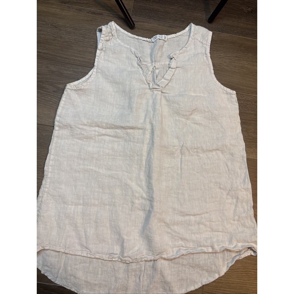 Light Beige Sleeveless Linen Tank Top – Women